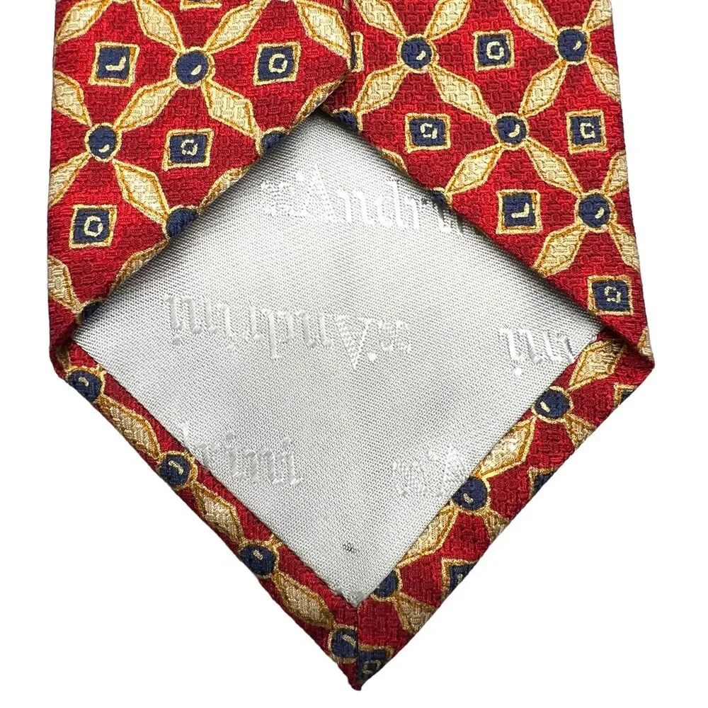 X'andrini 100% Silk Dress Tie Made in USA Vintage Geometric Print‎ 58